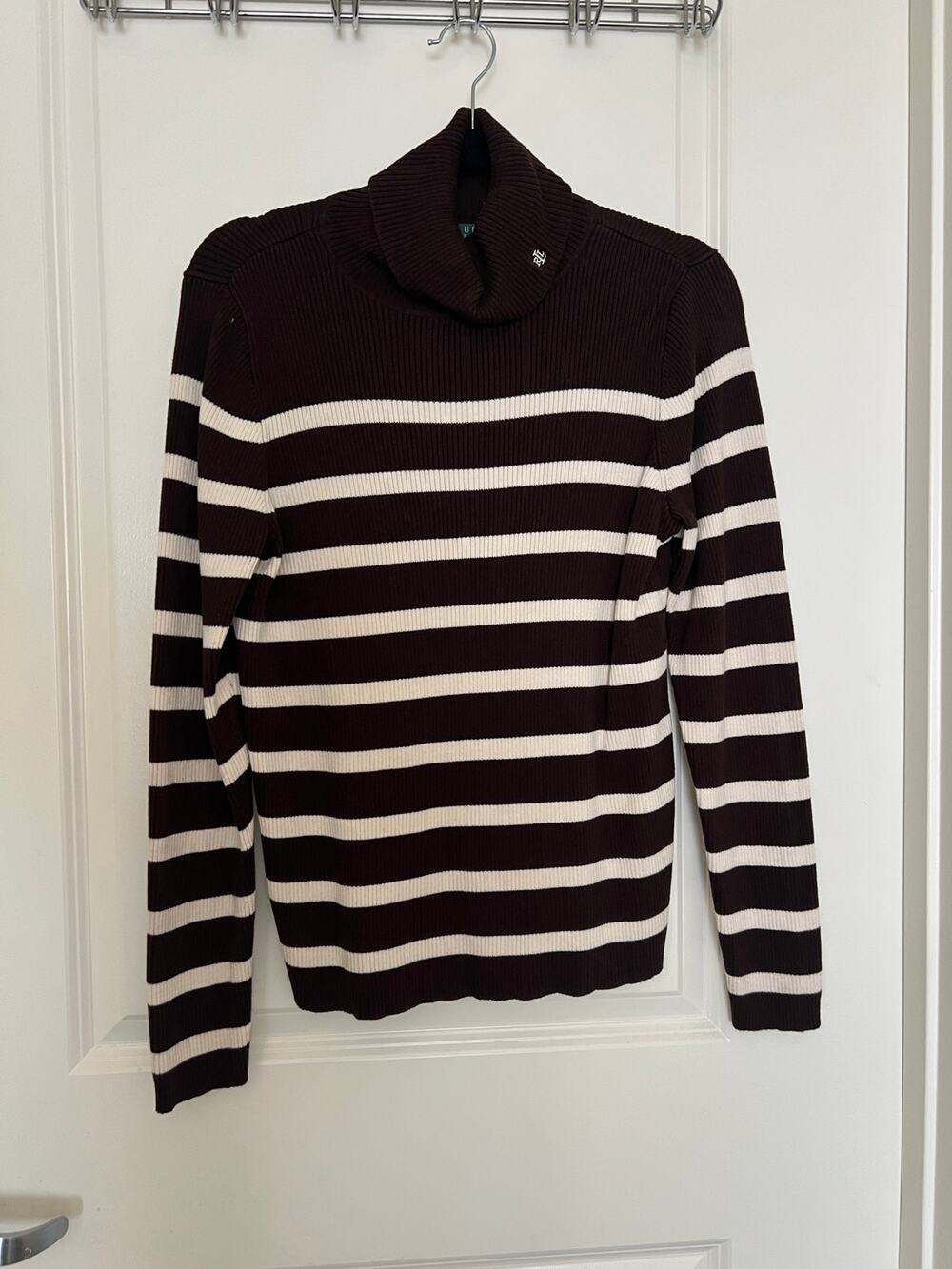 Ralph Lauren brown striped turtleneck sweater top large